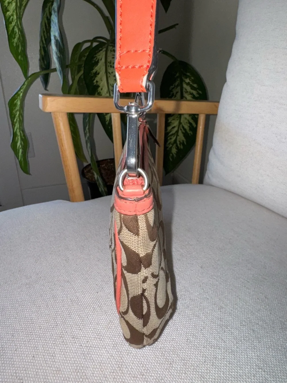 Coach Monogran Canvas Leather Pink Mini Shoulder Bag Wristlet Y2K VTG Designer - Picture 12 of 17